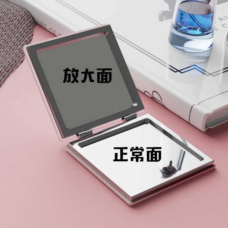 Cosmetic Mirror Mini Portable PU Makeup Compact Mirror Gift for Girls Double Sided Folding Pocket Mirror Travel Magnifying Y240819