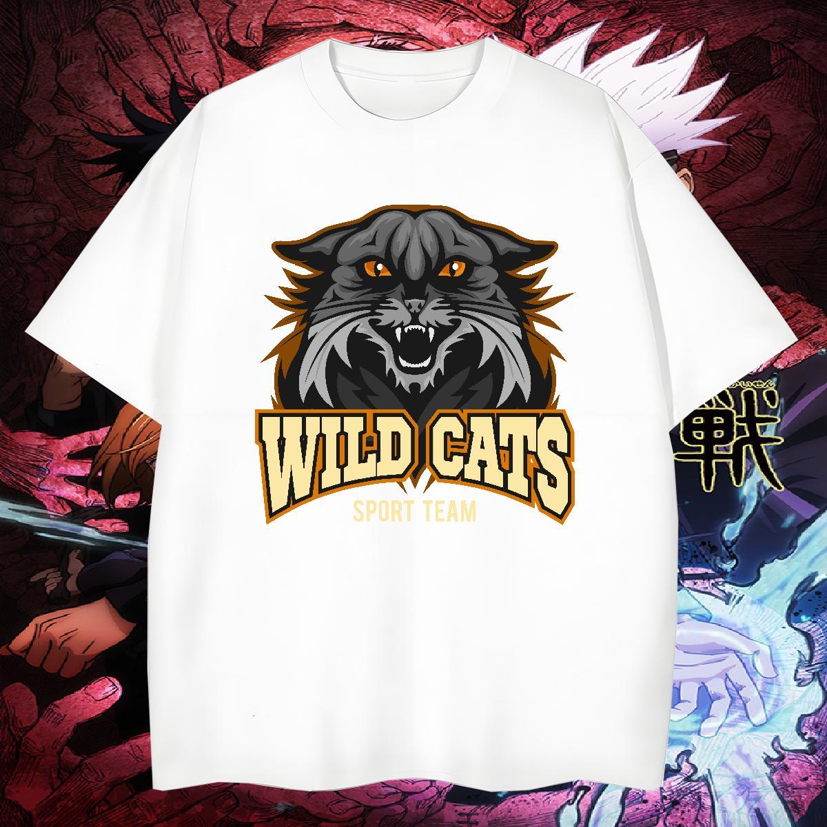 Brand T Shirts Men wild cat Breathable Crew Neck Street Wear Graphic 230g Pure Cotton Men Tops Tees Factory Direct Polos