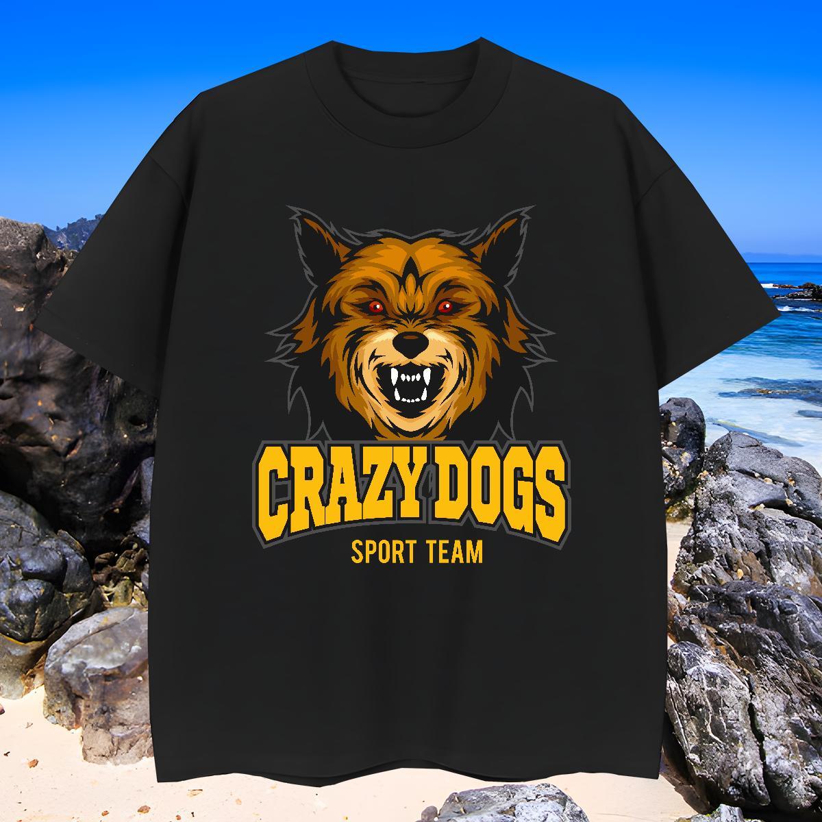 Comfortable T shirt crazy dog Crew Neck Breathable Spring Summer Custom Big Size 230g Pure Cotton Tshirts Fashion Designer Wear