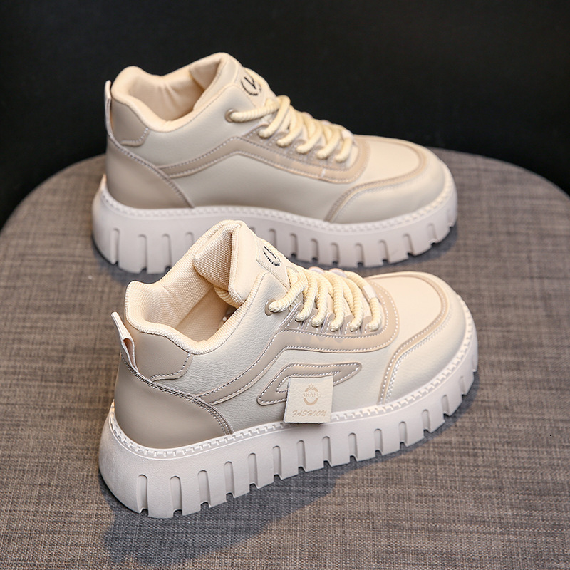Ddmysports Autumn New Instagram Korean Igh Top Little White Women S Thick Sole Versatile Casual Sports Board Shoes Trend ZY OUTDOOR