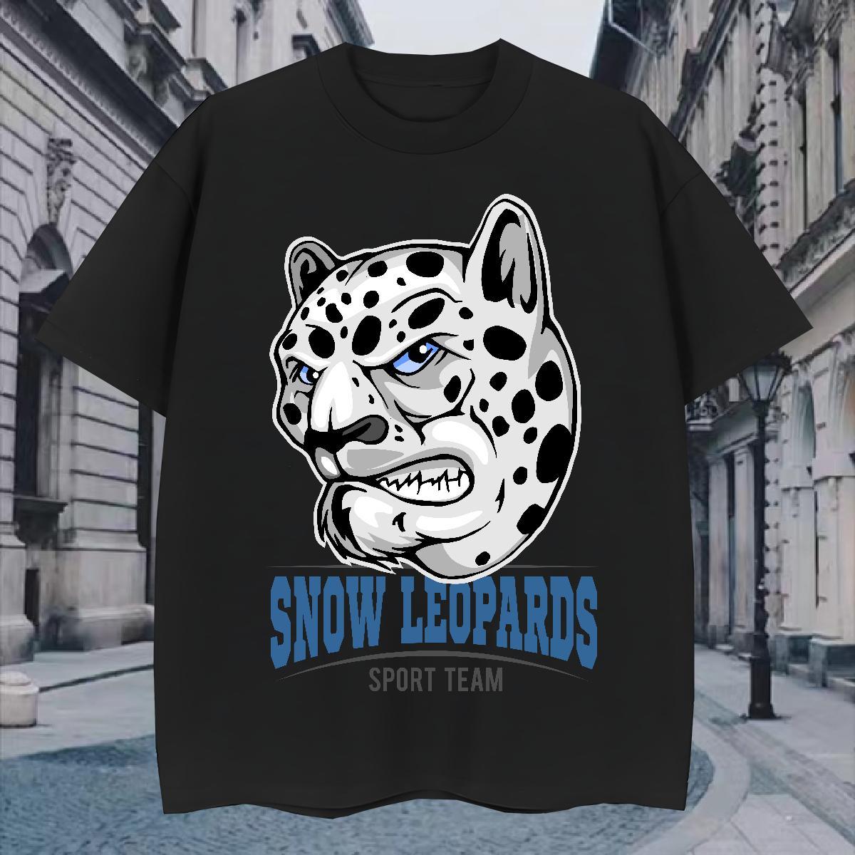 Loose Fit T Shirt For Man leopard Breathable Crew Neck Sport Custom Big Size 230g Pure Cotton Men Clothes T-Shirt Fashion Casual Tops Shirt