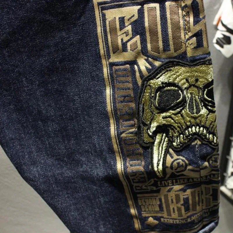 Mens short jeans pants printed graphics retro mens denim shorts Xxxl original thin Y2k fashion promotion 240819