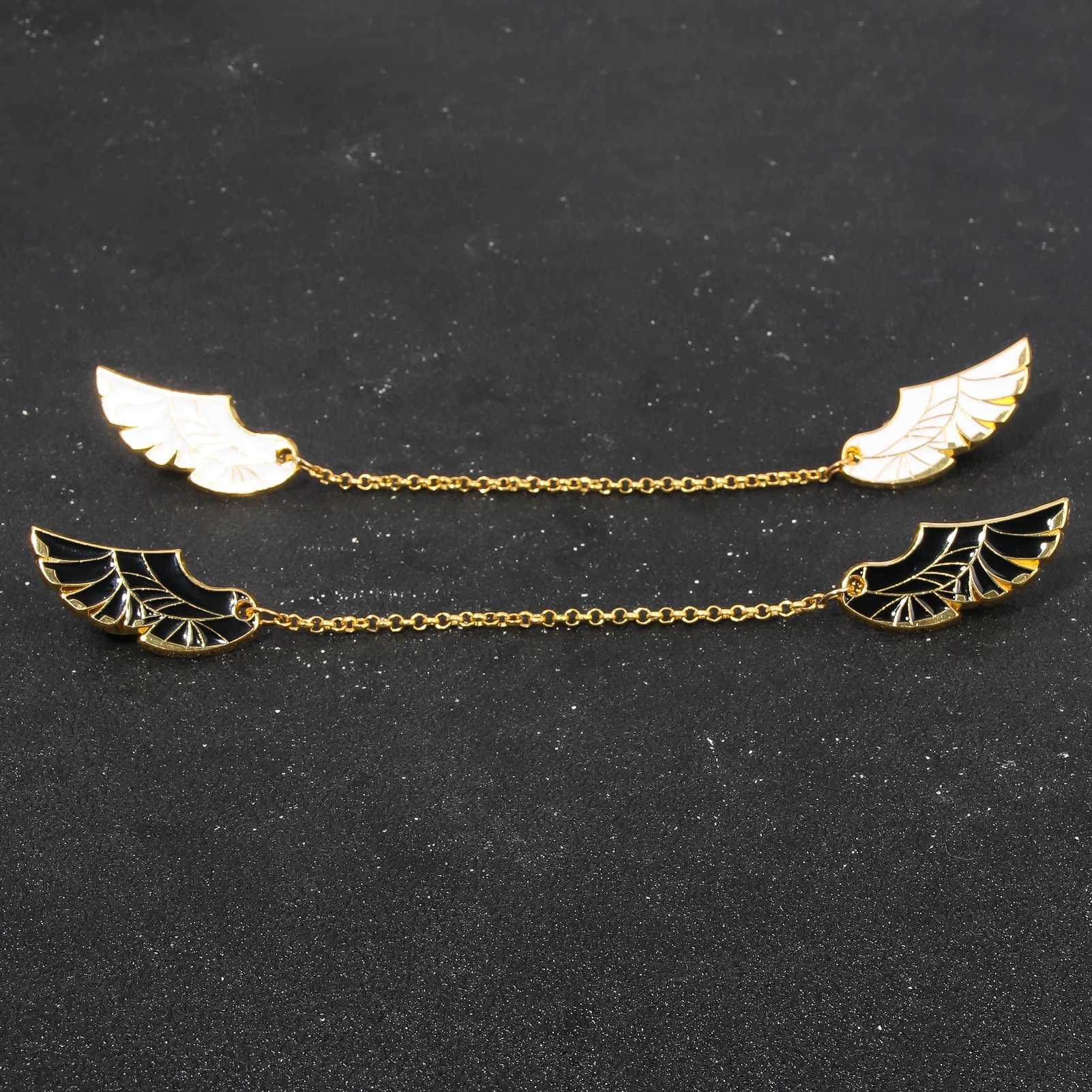 Creative wings enamel pin butterfly wings tassel chain LGBT collar feather lapel set jacket brooch womens accessories W240815