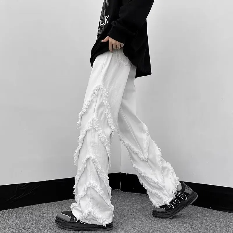 Cyber Y2K Streetwear Black Baggy Stacked Flare Jeans Pants For Men Straight Loose Women Cotton Long Trousers Pantalon Homme 240819