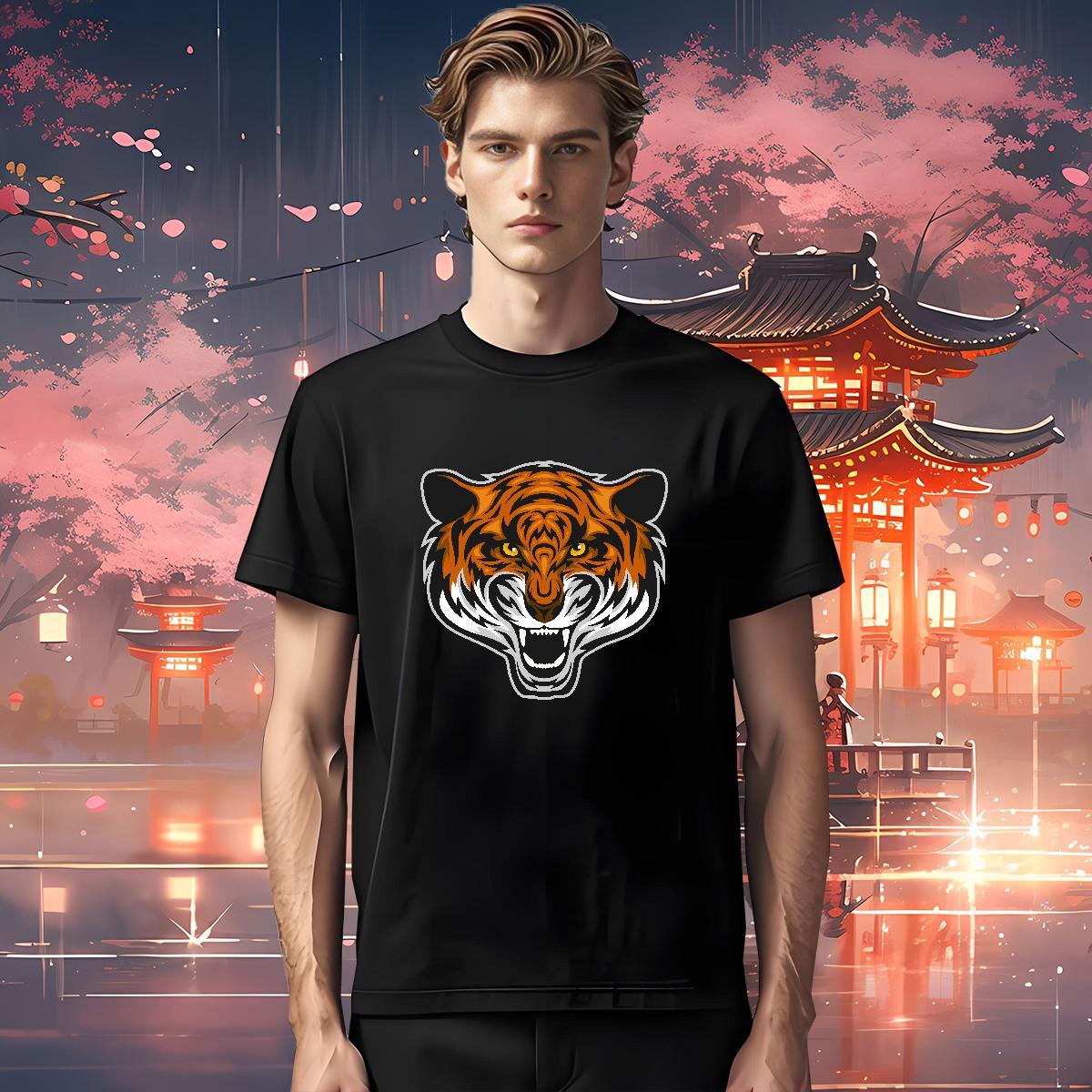 2024 Summer Tshirt for Man Woman tiger Street 230g Pure Cotton Tee Shirt Round Neck Short Sleeve Classic T Shirts Men Plus Size Custom