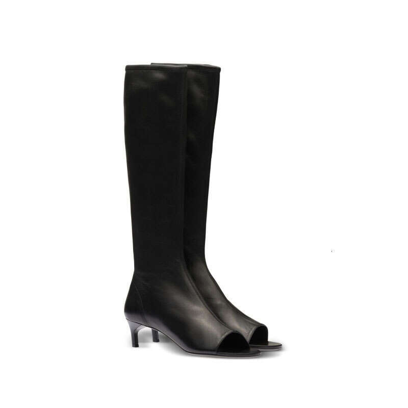 2023 New European And American Fish Mouth Clip Toe Mid Boot, Fashionable Thin Heel Side Zipper Women's High Tube Cool Boot