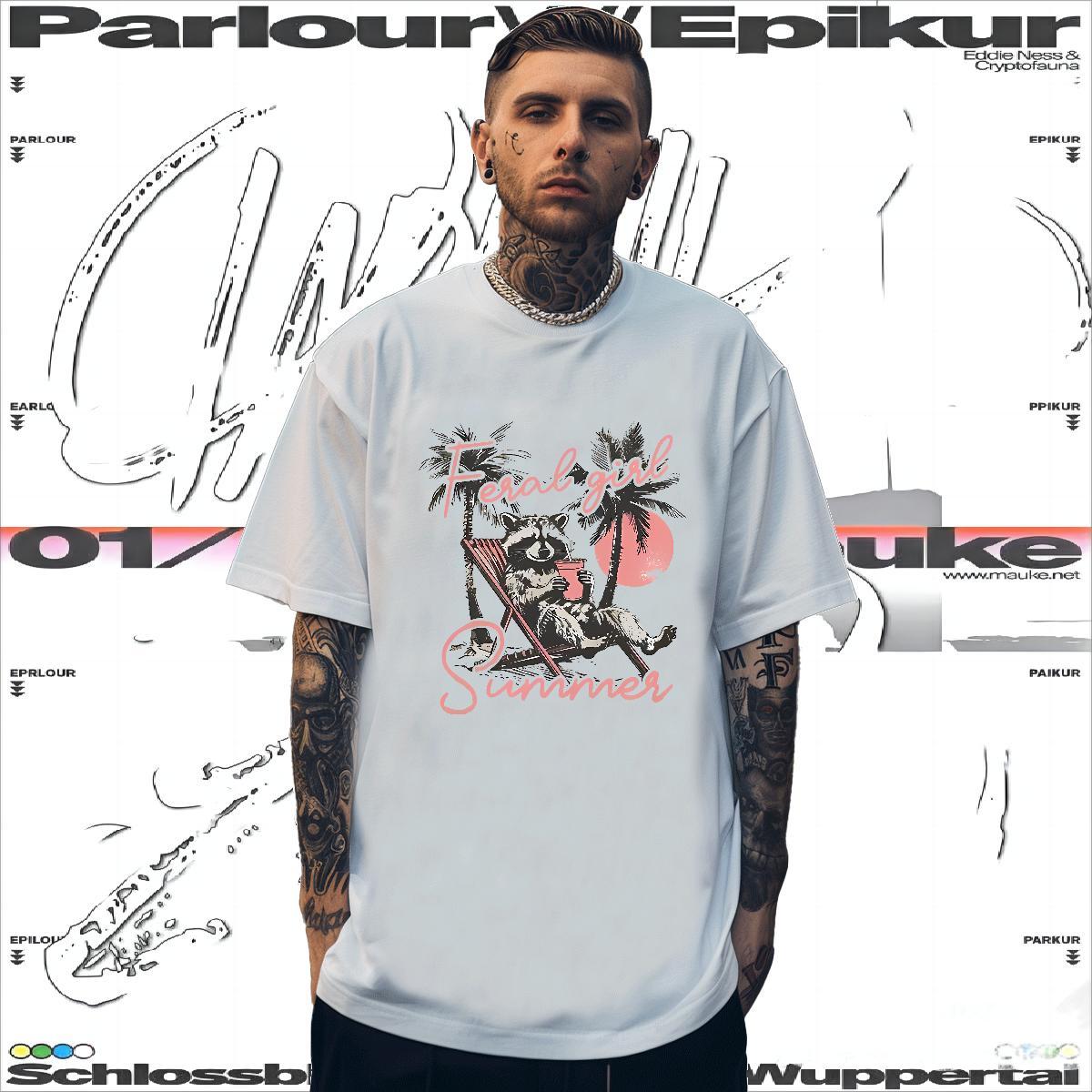 New Tshirts bear Hip Hop 230g Pure Cotton Tops Breathable Crew Neck Classic Man T Shirts Custom Print Plus Size