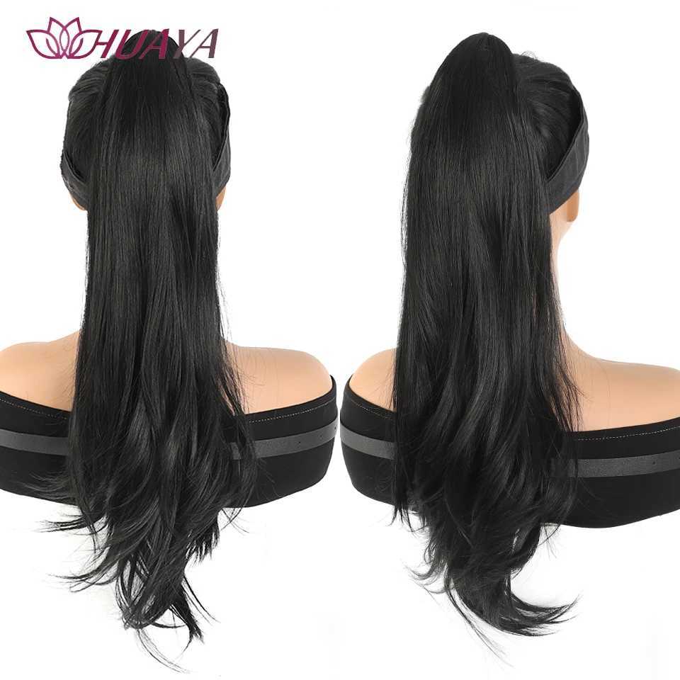 HUAYA ponytail extended wavy hair grab clip high ponytail synthetic fluffy micro curly ponytail natural wig tail W240817
