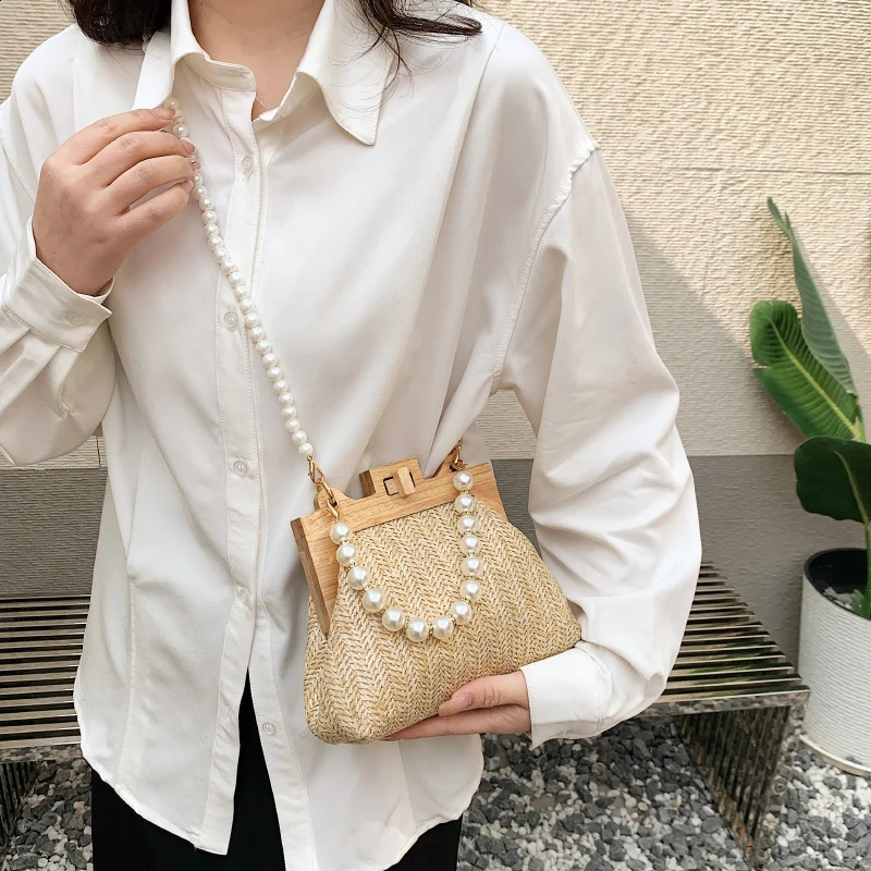 n Straw Clip Shoulder Crossbody Bags for Women Handbag and Purse 2023 Trendy Ladies Casual Tote Bag High Quality 240819