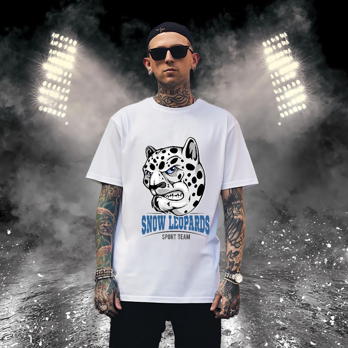 Soft Mens T Shirts leopard Crew Neck Street Anime 230g Pure Cotton Couples T Shirts Fashion Designer Tees Shirts