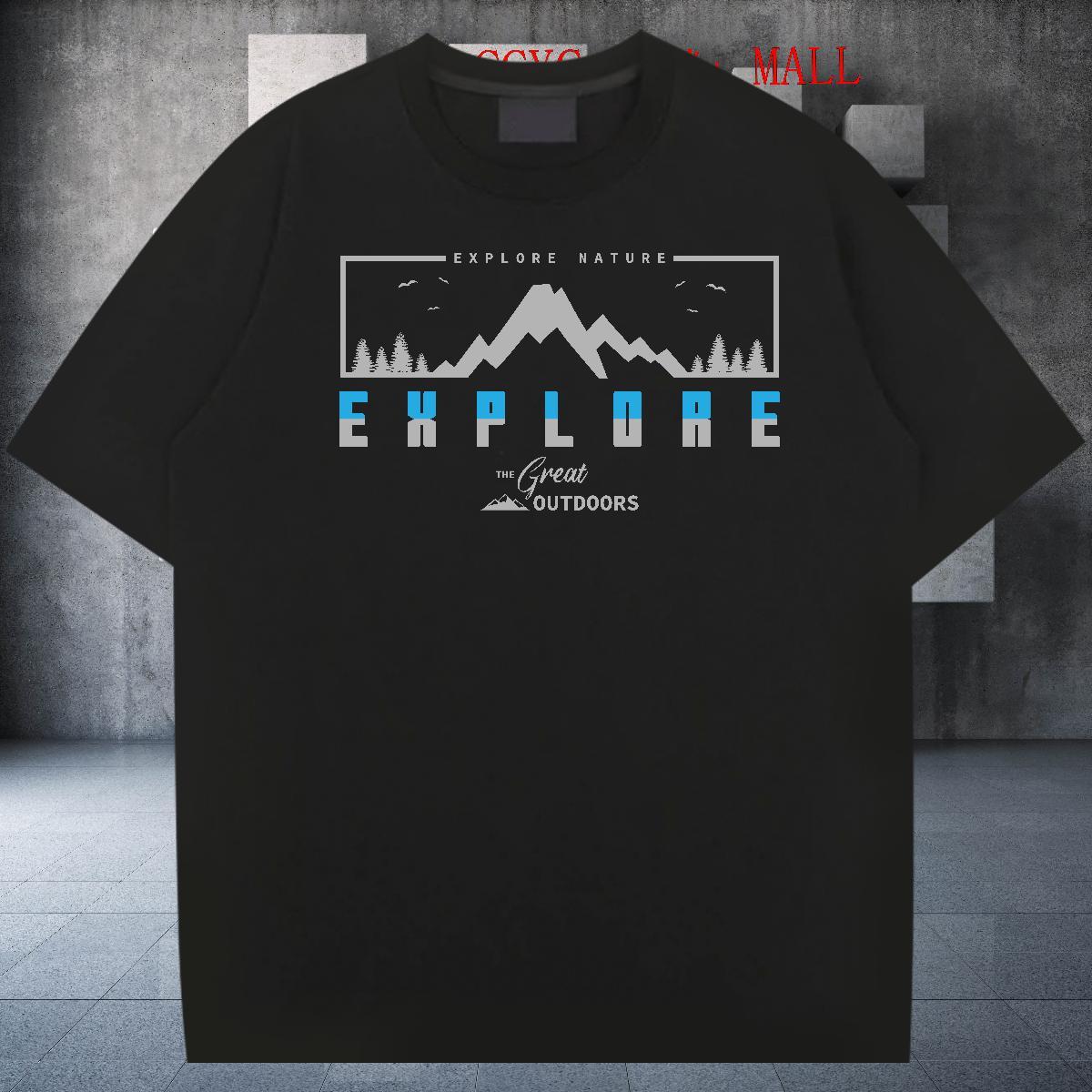 Popular Men Tops Tees Sports Casual 230g Cotton Oversized Crew Neck mountains T-Shirts for Men New Clothes