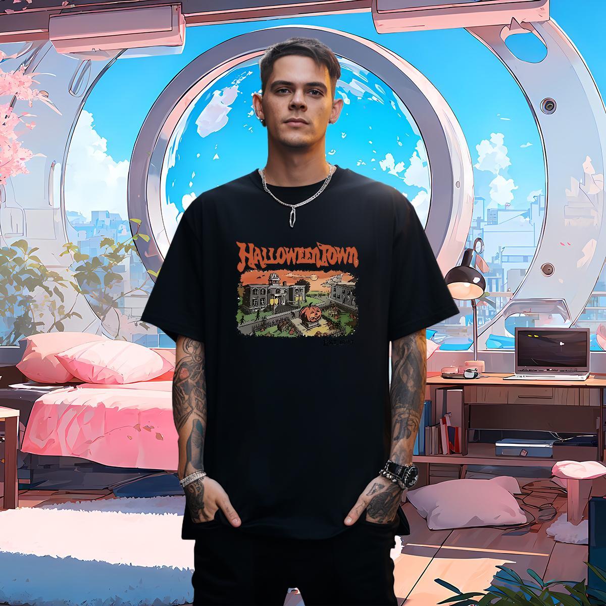 T-Shirts for Men 230g 100% Cotton halloween High Street Hip Hop Crew Neck Breathable Custom Big Size Men Tshirts 2024 New Comfortable Wear