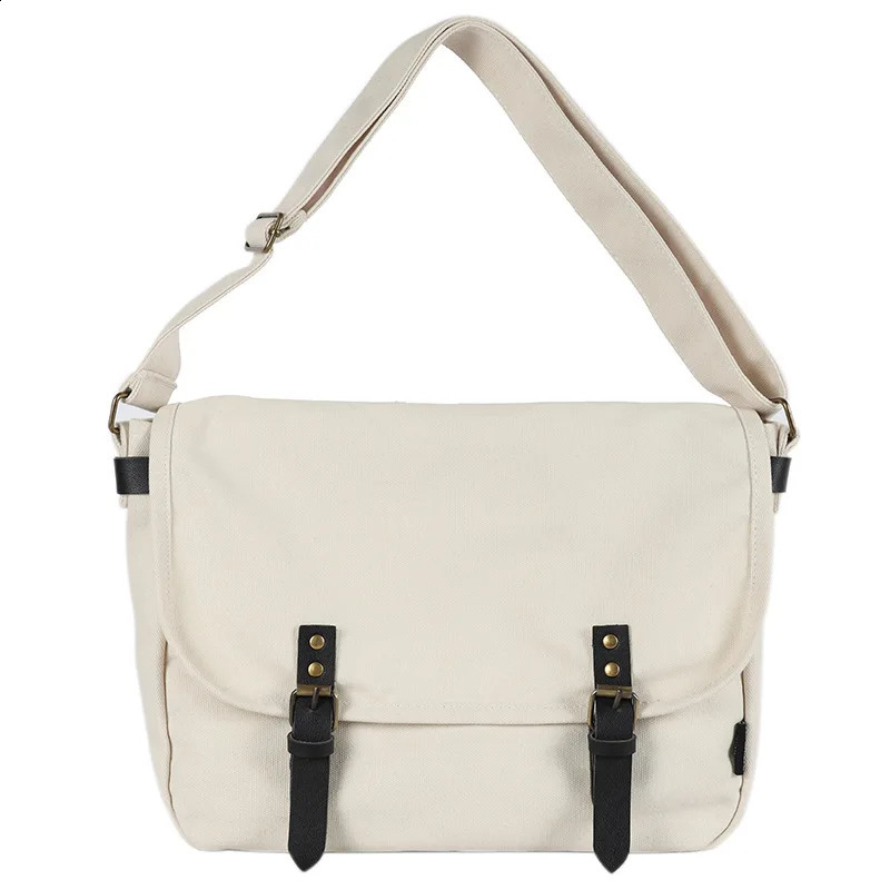 Unisex Canvas Women Shoulder Bag Vintage Large Capacity Satchel Japanese Fashion Matching Shopping Student Tote 240819
