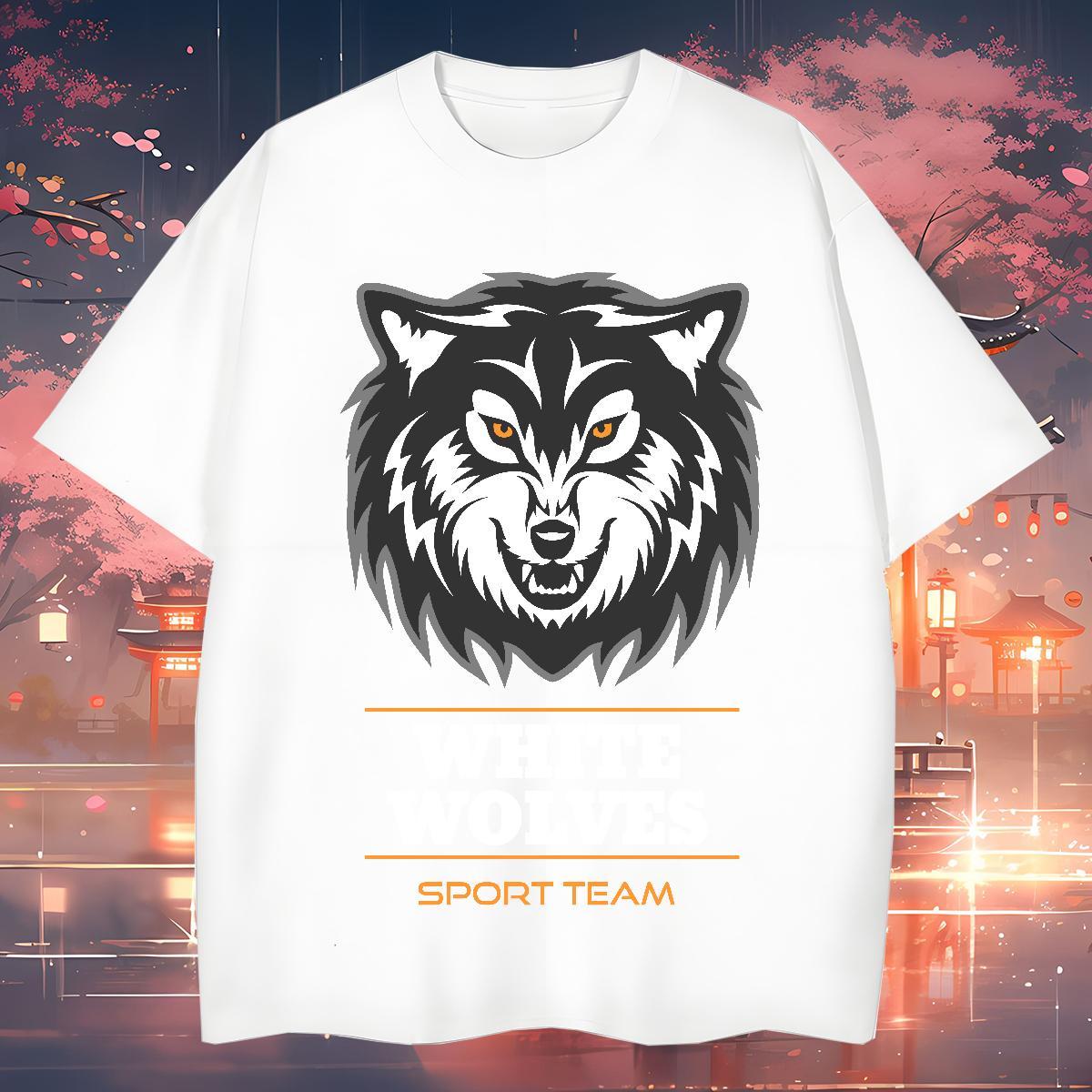 Cool T Shirts Men wolf Breathable Street wear Hip Hop Oversized 230g 100% Cotton Men Tees Customized Tees Shirts