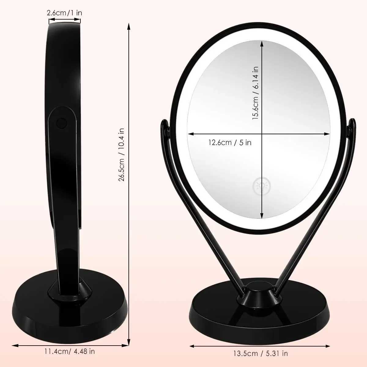 Double-sided 1x/7x Magnification LED Cosmetic Mirror 3-speed Brightness Switching Metal Stand Gift Box Y240819