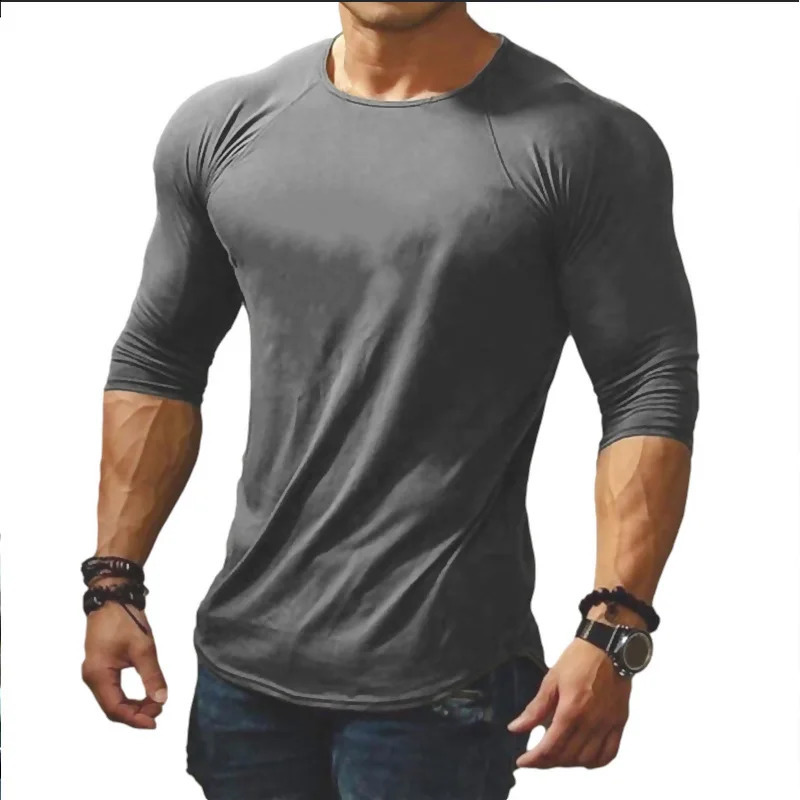 Spring Summer Mens Fashion T Shirt Men Solid Color Slim Fit O-Neck Thin T Shirt Male Long Sleeve Top Tees Drop Xxl 240820