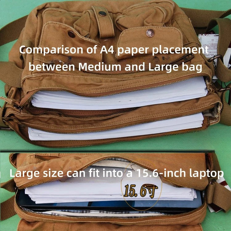 Casual Canvas Men Messenger Bags The Time Story Big Satchel Shoulder Bags Male 15.6 inch Laptop Briefcase Travel School Slingbag 240819