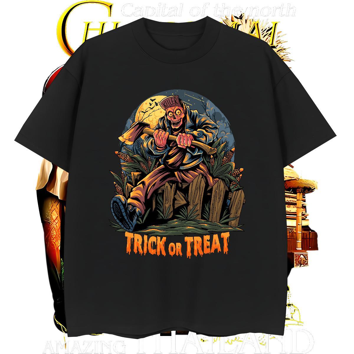 Popular Mens T Shirts halloween Breathable Crew Neck Anime Printing Street Asian Size 230g Cotton Tshirts New Tops Tees