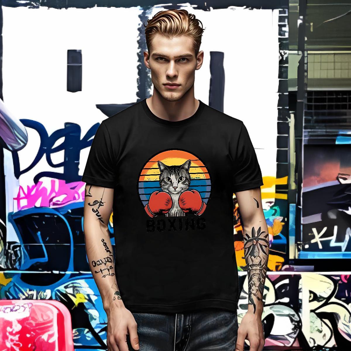 Classic Tshirt for Man Woman cat Casual Beach 230g Pure Cotton Top Tees Crew Neck Unisex Mens T Shirts White Plus Size