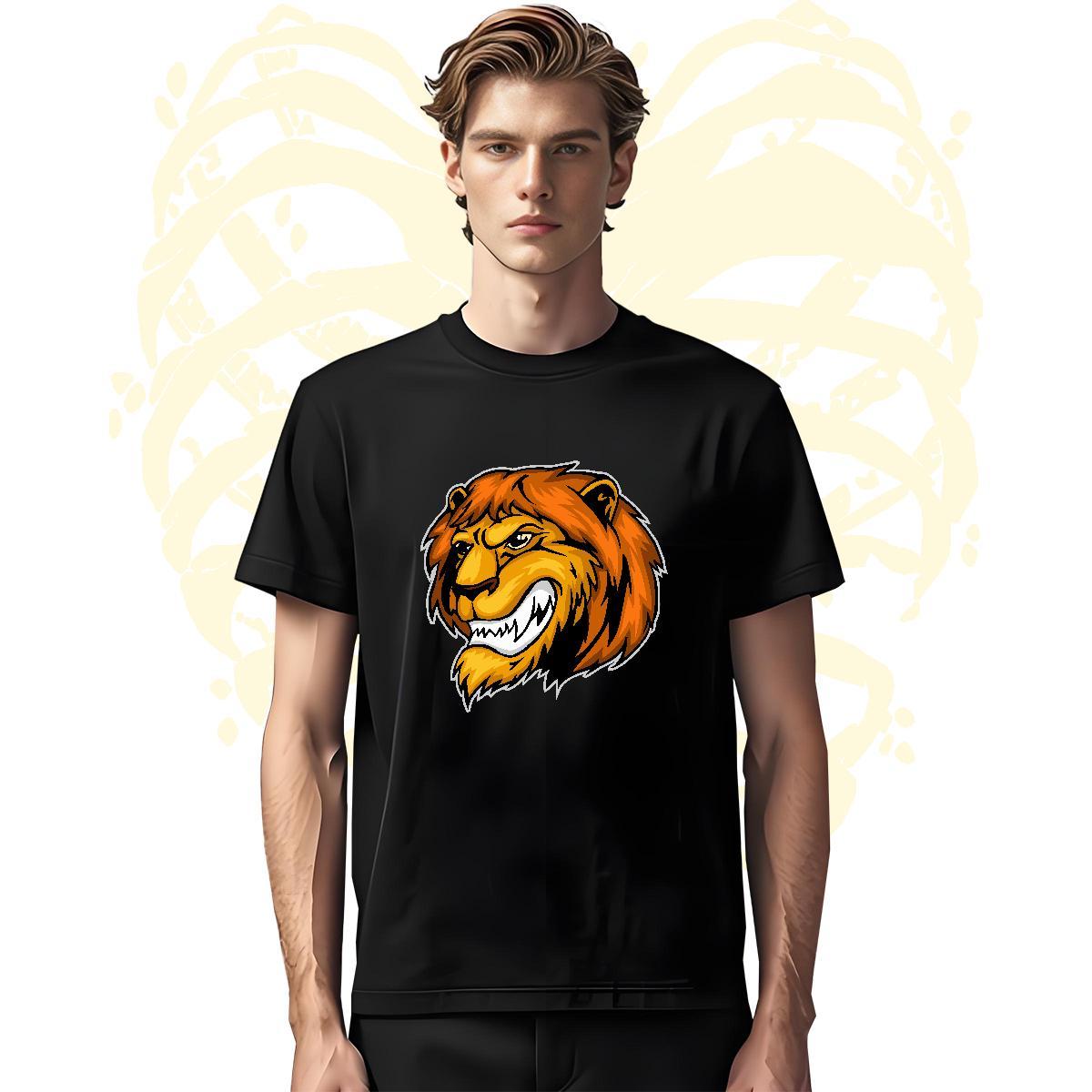 Classic T Shirts Men lion Breathable Short Sleeve Home Outdoor Custom Print Oversized 230g Pure Cotton Men Clothes T-Shirt Brand Tees Shirts