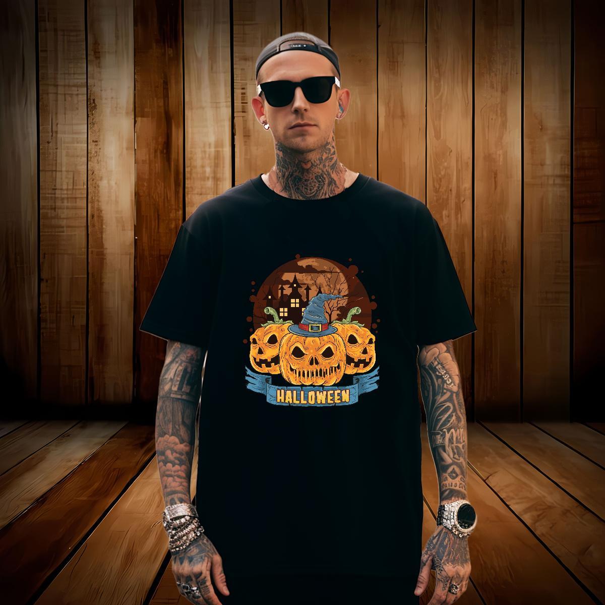 TOP Quality T-Shirts pumpkin Breathable Short Sleeve Sports Casual Black White 230g 100% Cotton Men Clothes T-Shirt Designer Tops