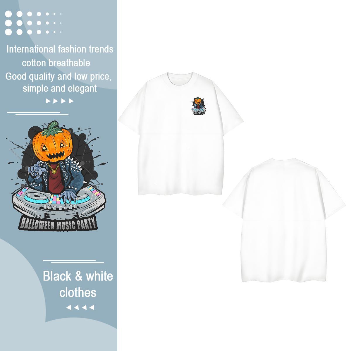 New Men Tees pumpkin Sports Casual 230g Cotton Clothings Short Sleeve Soft Wholesale T-Shirts for Men Plus Size Cartoon