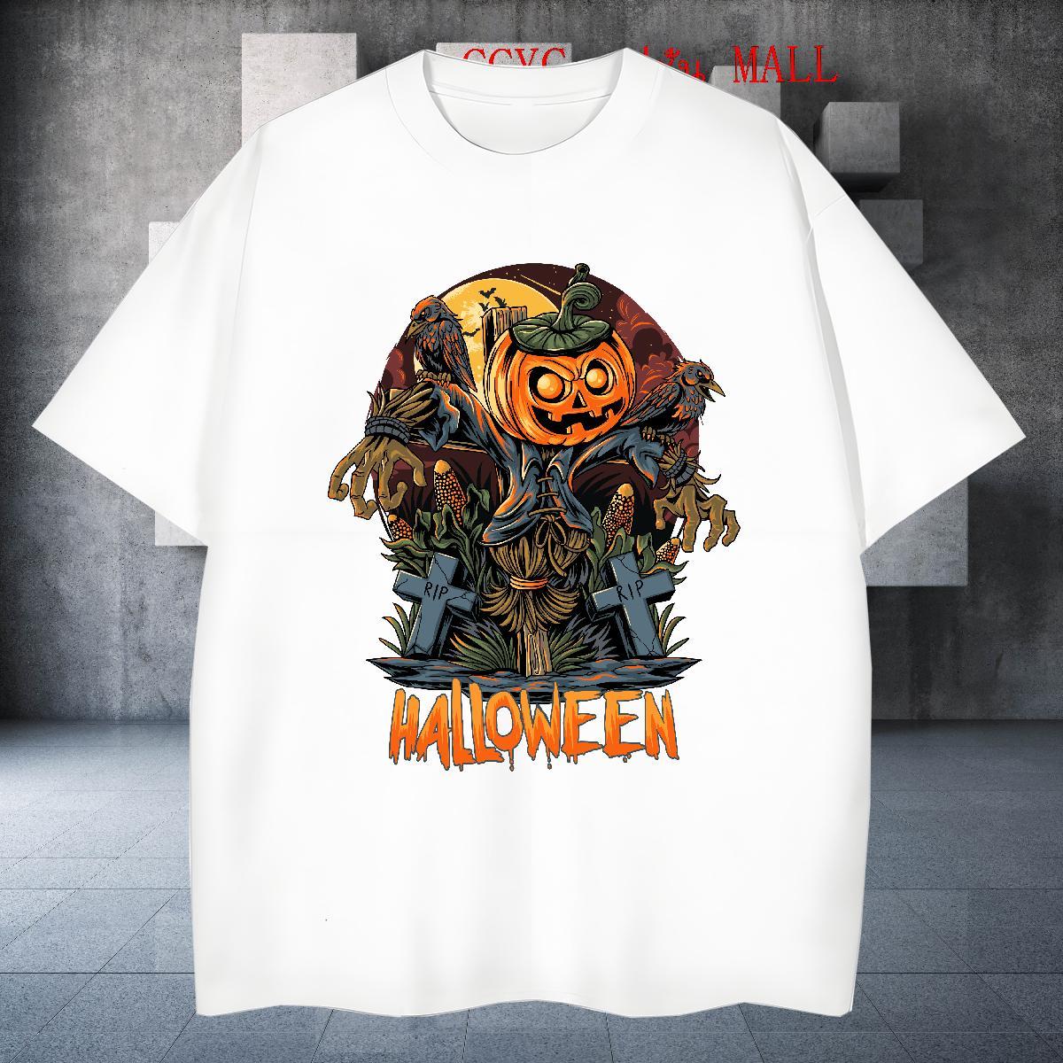 Wholesale T Shirt For Man halloween Breathable Short Sleeve Street Wear Anime Print 230g Cotton Mens Tshirts New Designer Tops Tees
