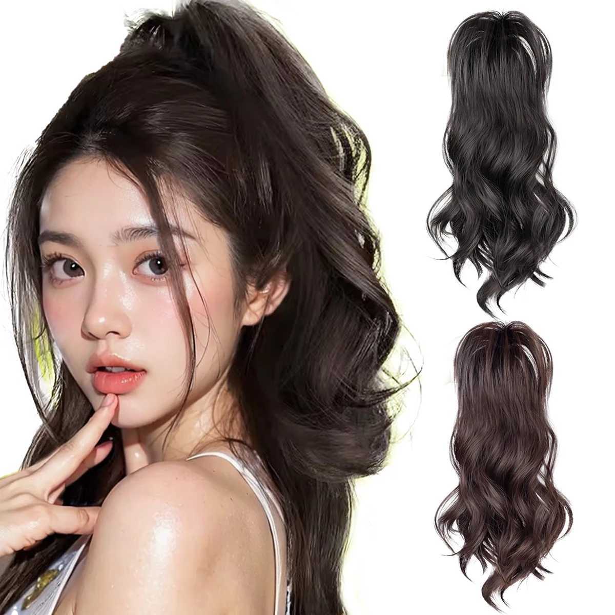 Synthetic clip waterfall curls ponytail natural curls clip womens ponytail wig accessories hair W240817