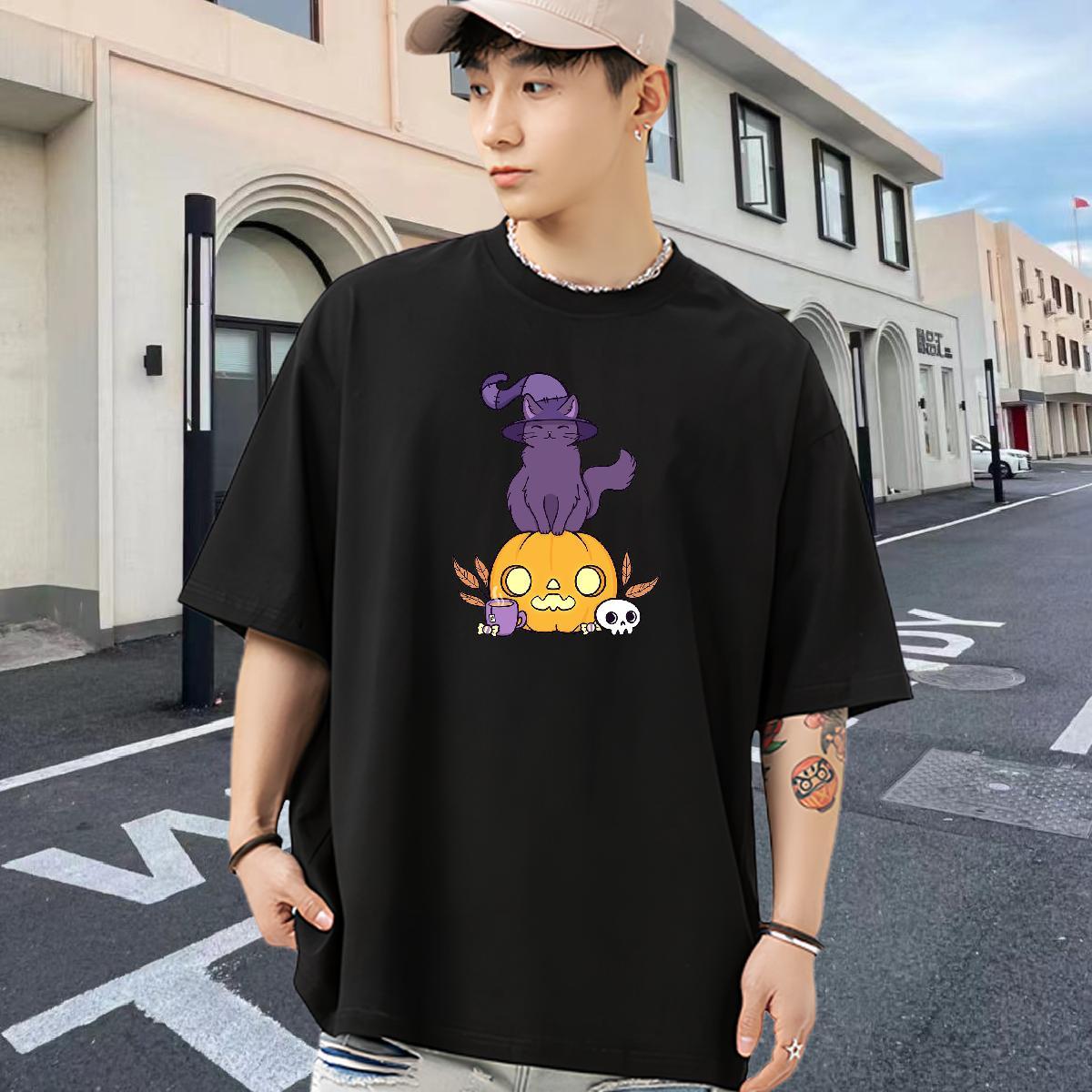 Classic Casual Men Tshirts pumpkin Casual Daily Wear 230g Pure Cotton Clothings Round Neck Short Sleeve Designer Man T Shirts Customized Print