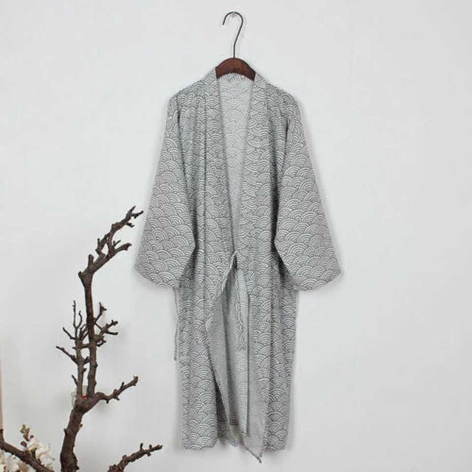 Mens Classic Japanese Bathroom Sleepwear Yukata Kimono Dress Sleepwear Cotton Friendly Robe Loose Casual SleepwearW240719