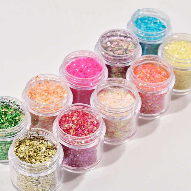 1Bottle Shiny Chunky Glitter Mixed Hexagon Nail Art Sequin Powder Holographic Sparkly Flakes Slices Manicure Nail Art DecorationXJ240815