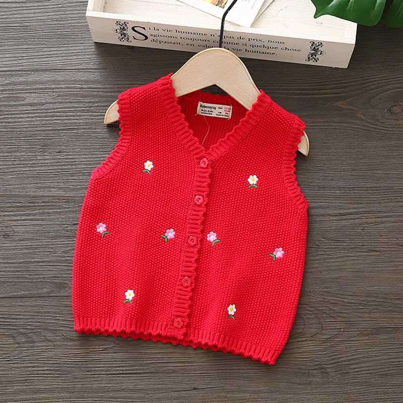 2020 New Kids Sweater Knitted Vests For Girls V-neck Cute Flower Sleeveless Infant Baby Girls Vest Sweater DT163XJ240819