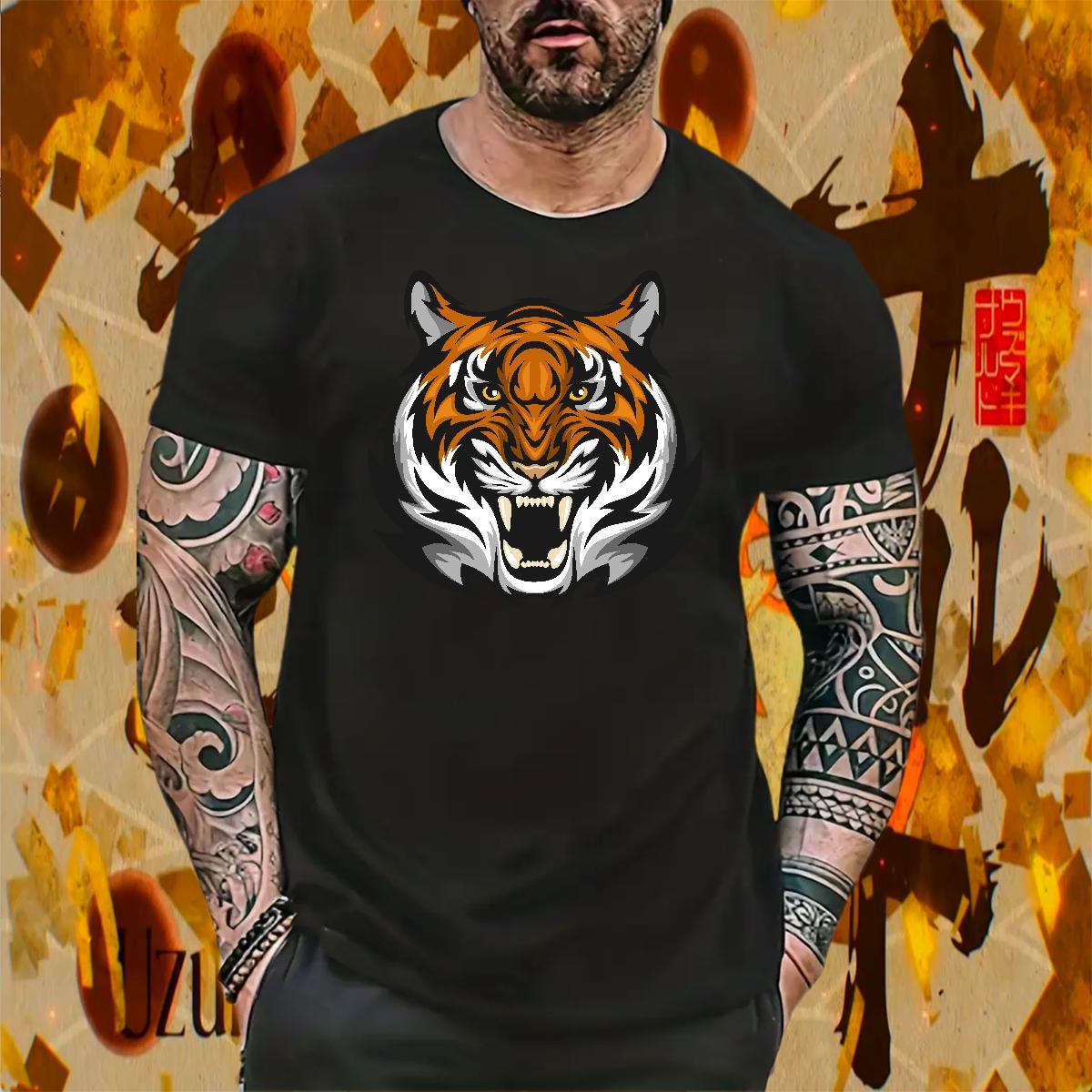 Soft Men T Shirts tiger O-Neck Short Sleeve Outdoor Skull 100% Cotton 230g Tshirts Fashion Designer Polos