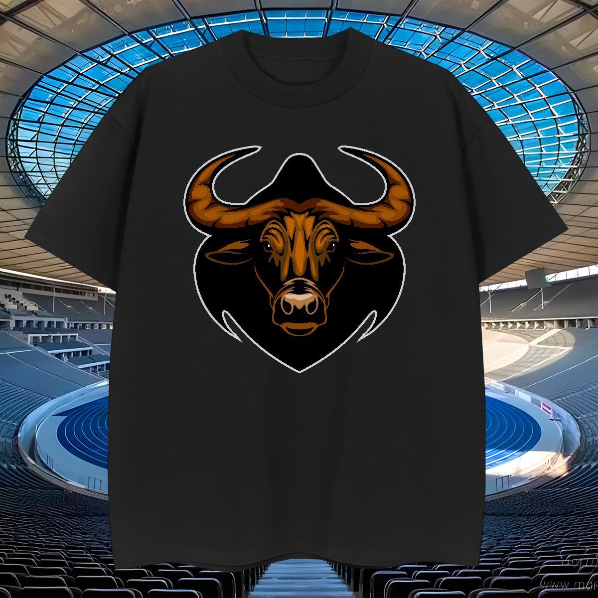 Brand Man T Shirts bull Round Neck Short Sleeve Spring Summer Custom Printed 230g 100% Cotton Tshirt for Man Woman Designer Fashion Polos