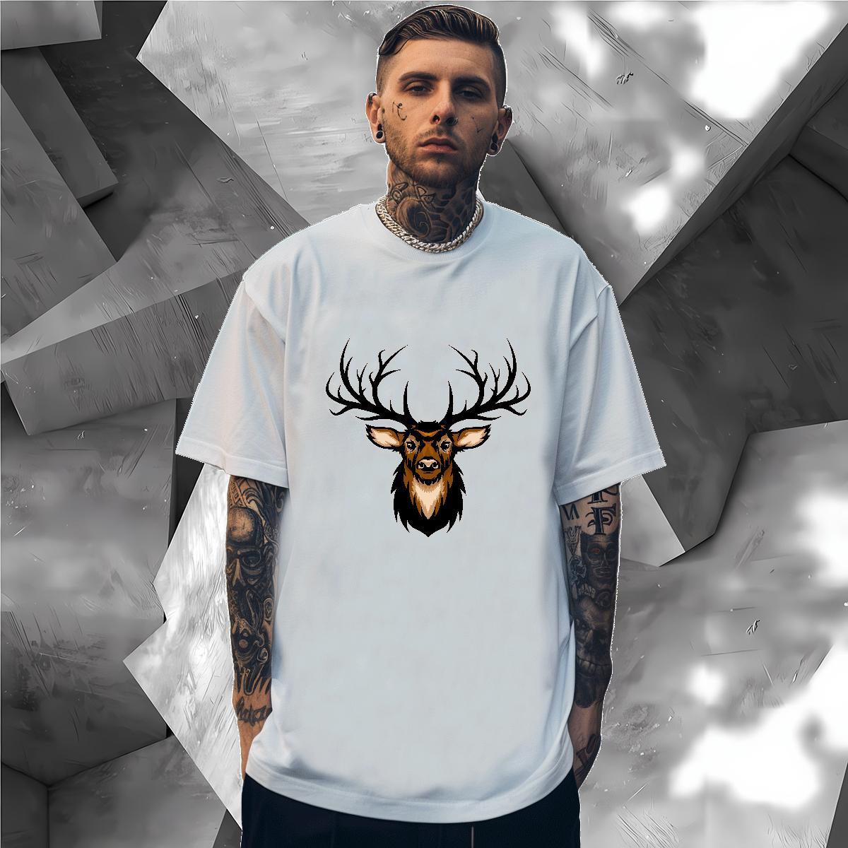 Wholesale T-Shirts for Men deer Pure Cotton Casual Daily Wear White Plus Size 100% Cotton 230g Men Clothes T-Shirt Stylist Tops Tees