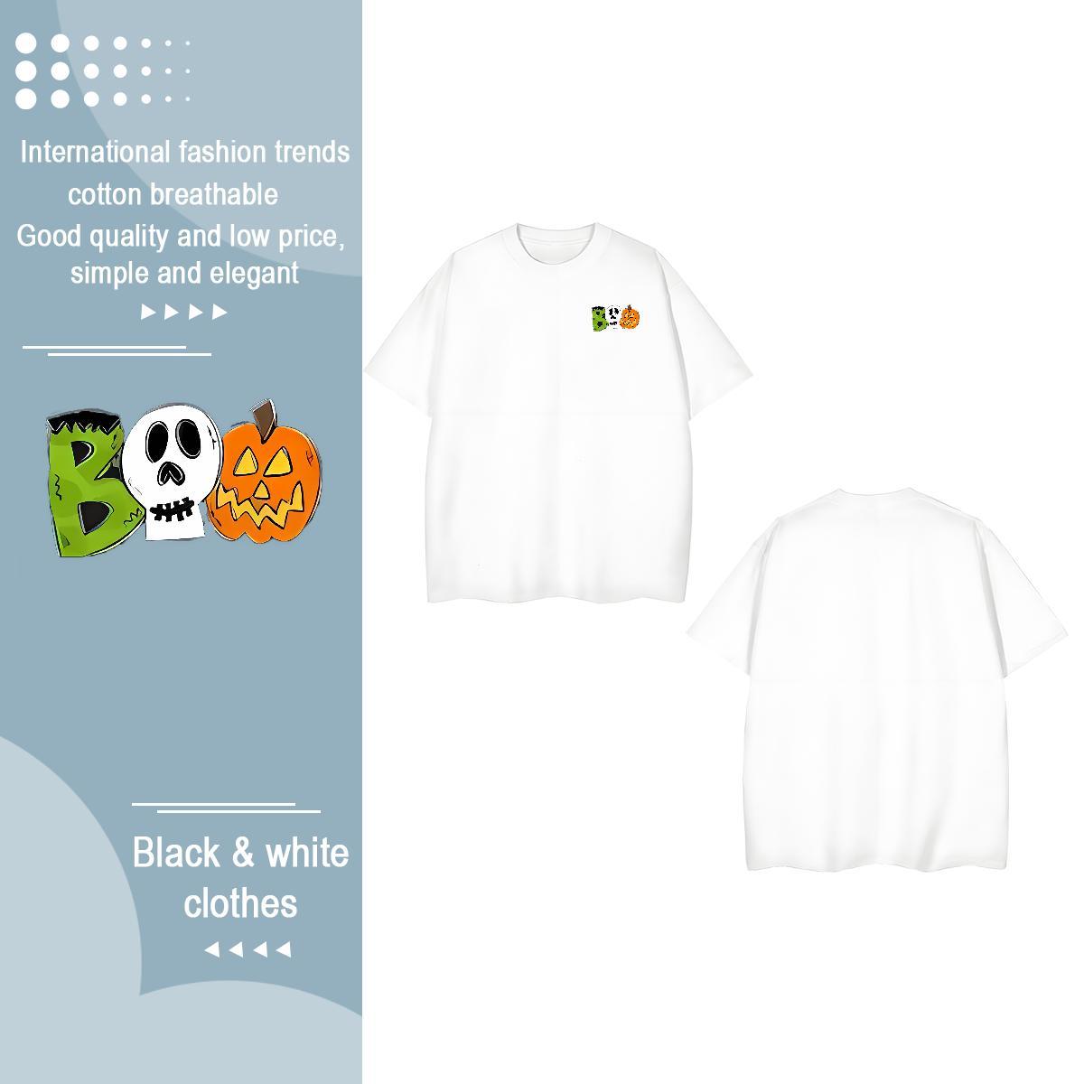 2024 Summer Tshirt for Man Woman halloween Daily Wear 230g Cotton Clothes Crew Neck Designer Man T Shirts Custom Cartoon