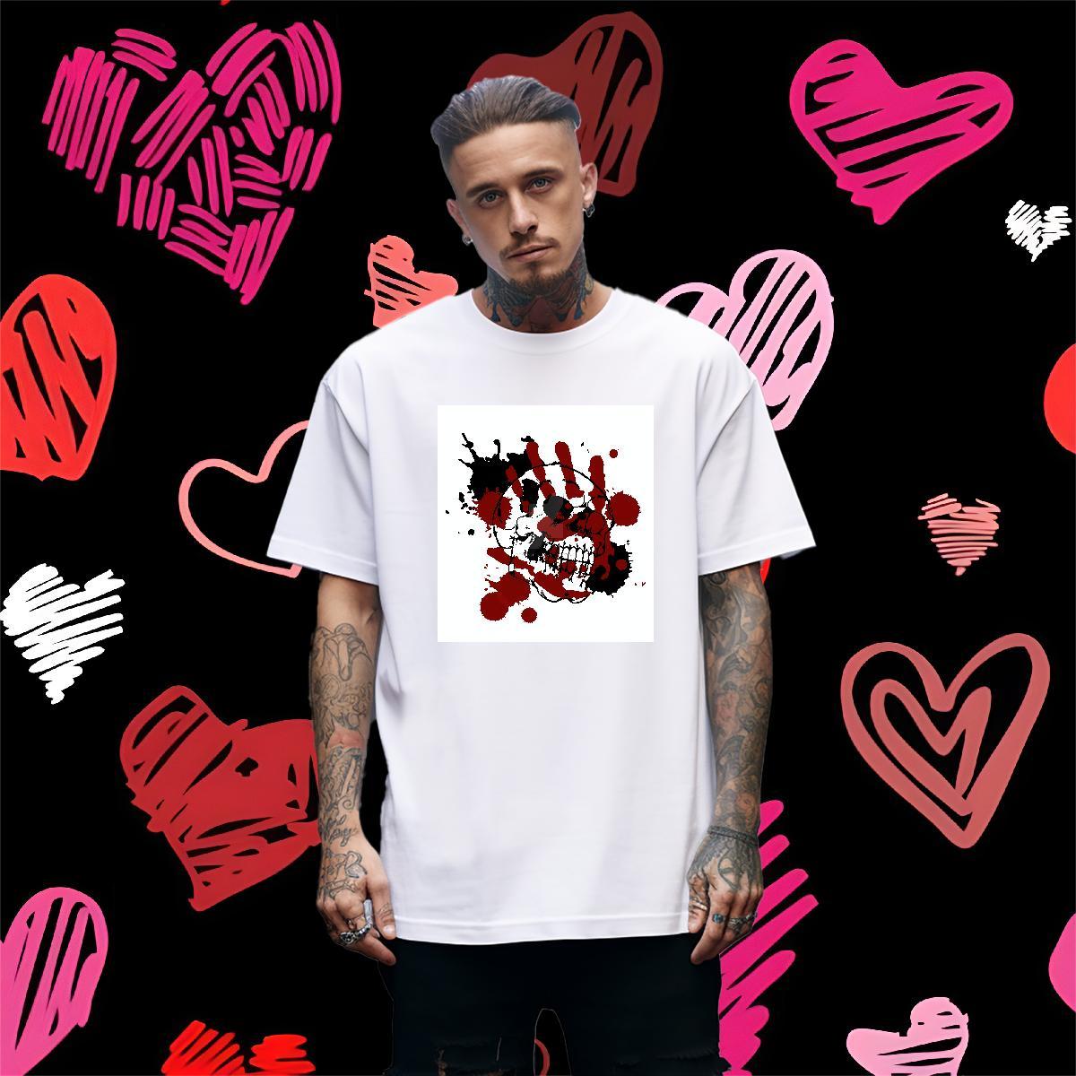 Custom skull Mens Tshirts 230g 100% Cotton Mens T Shirts Custom Anime Sports Casual Round Neck Short Sleeve Comfortable Clothings