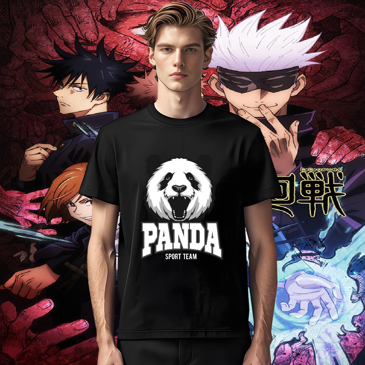 High Quality T-Shirts for Men panda Crew Neck Casual Cartoon Print 230g Cotton Men Tshirts 2024 Summer Tees