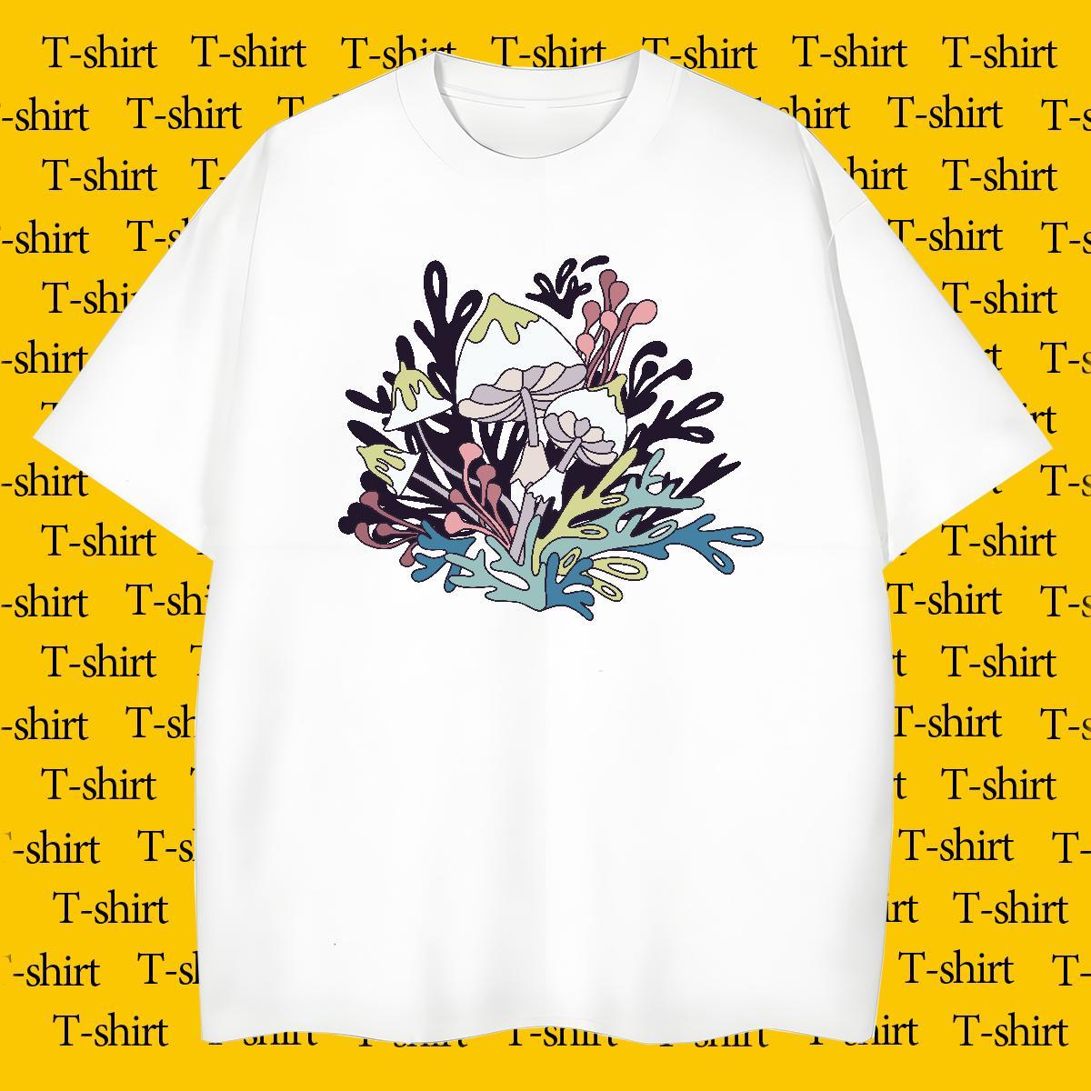 2024 Designer Men Tees mushroom Casual Beach 230g Pure Cotton Wear Breathable Short Sleeve TOP Quality T shirt Custom Cartoon