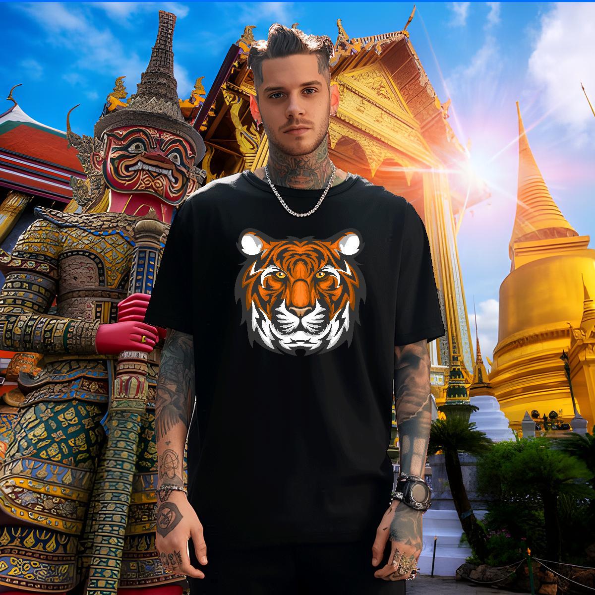 Designer Man T Shirts tiger Breathable Short Sleeve Sports Casual Black Oversized 100% Cotton 230g Men Tshirts New Arrival Polos