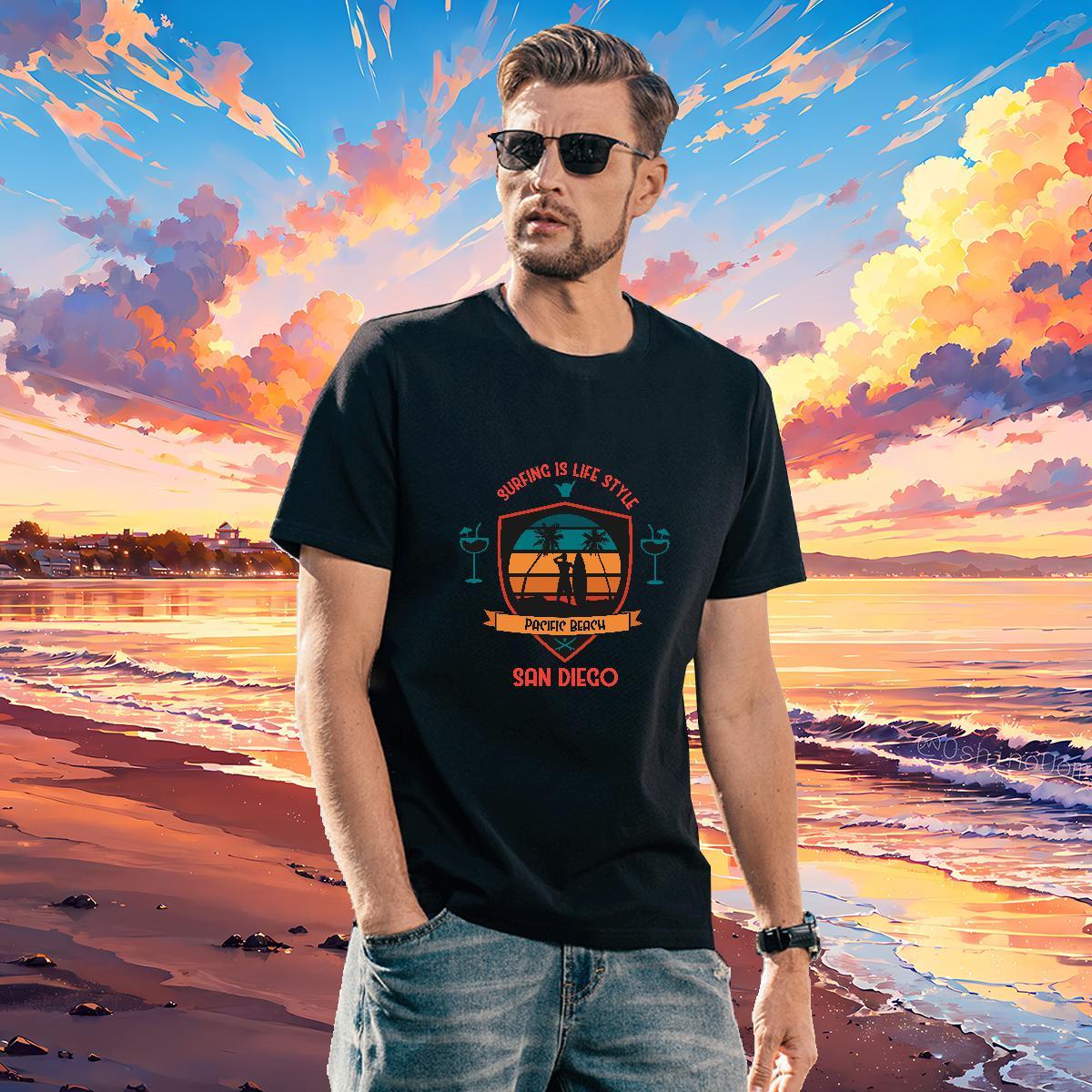 Designer beach 230g 100% Cotton Tshirt for Man Woman Casual Daily Wear Breathable Short Sleeve T-Shirts for Men 2024 DIY Custom Cartoon Tees Shirts