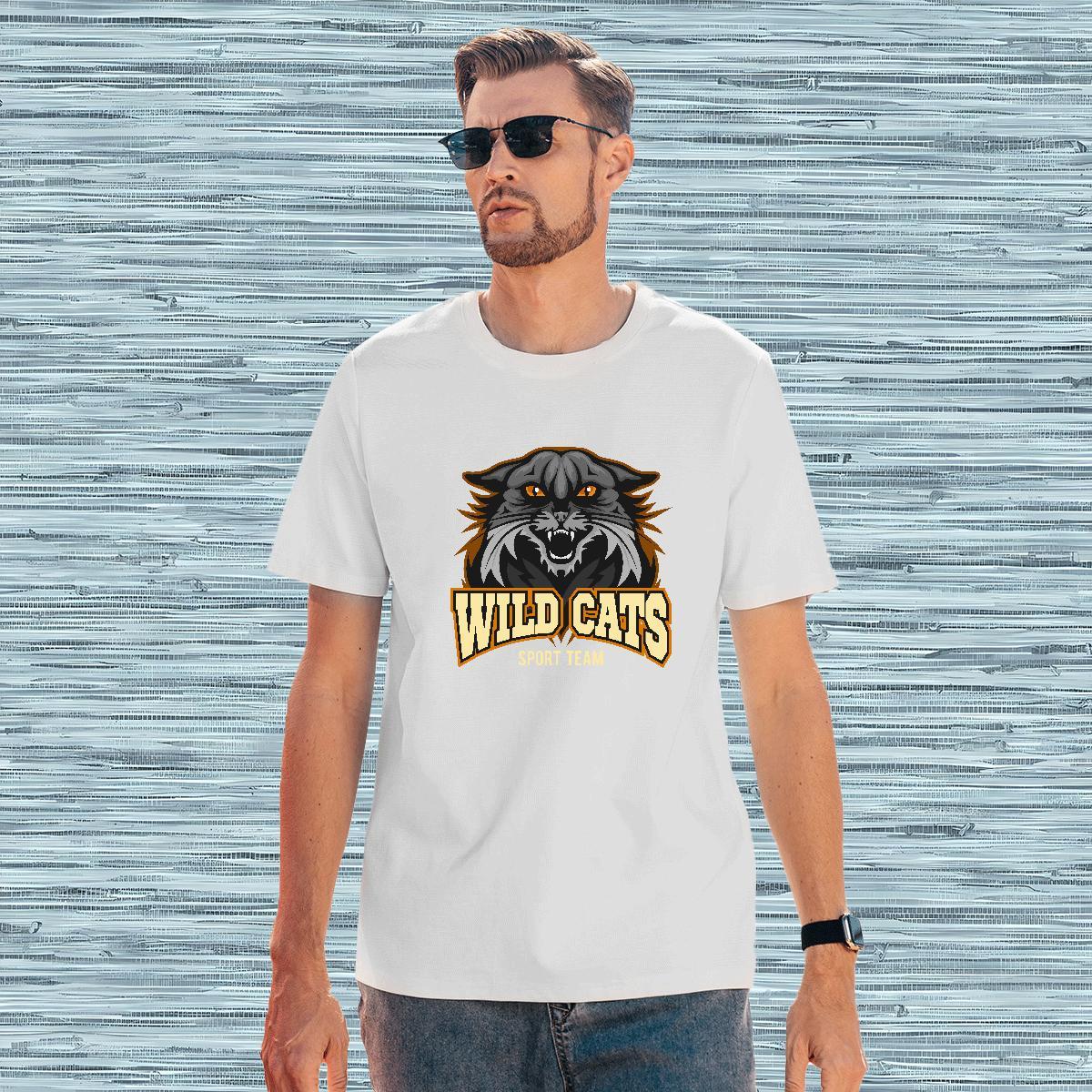 High Quality T-Shirts for Men wild cat O-Neck Short Sleeve Casual Daily Wear Anime 100% Cotton 230g Tshirt for Man Woman Casual New Clothes