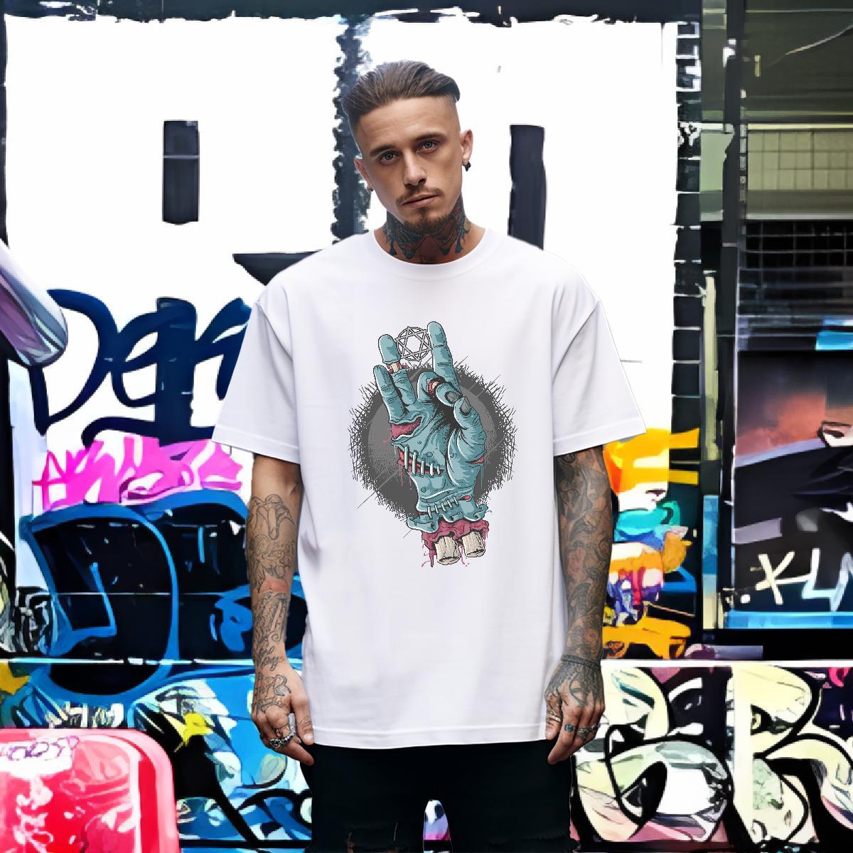 Popular T Shirts Men hand Short Sleeve Soft Anime Printing Street Custom Printed 230g 100% Cotton Couples T Shirts 2024 New Tees Shirts