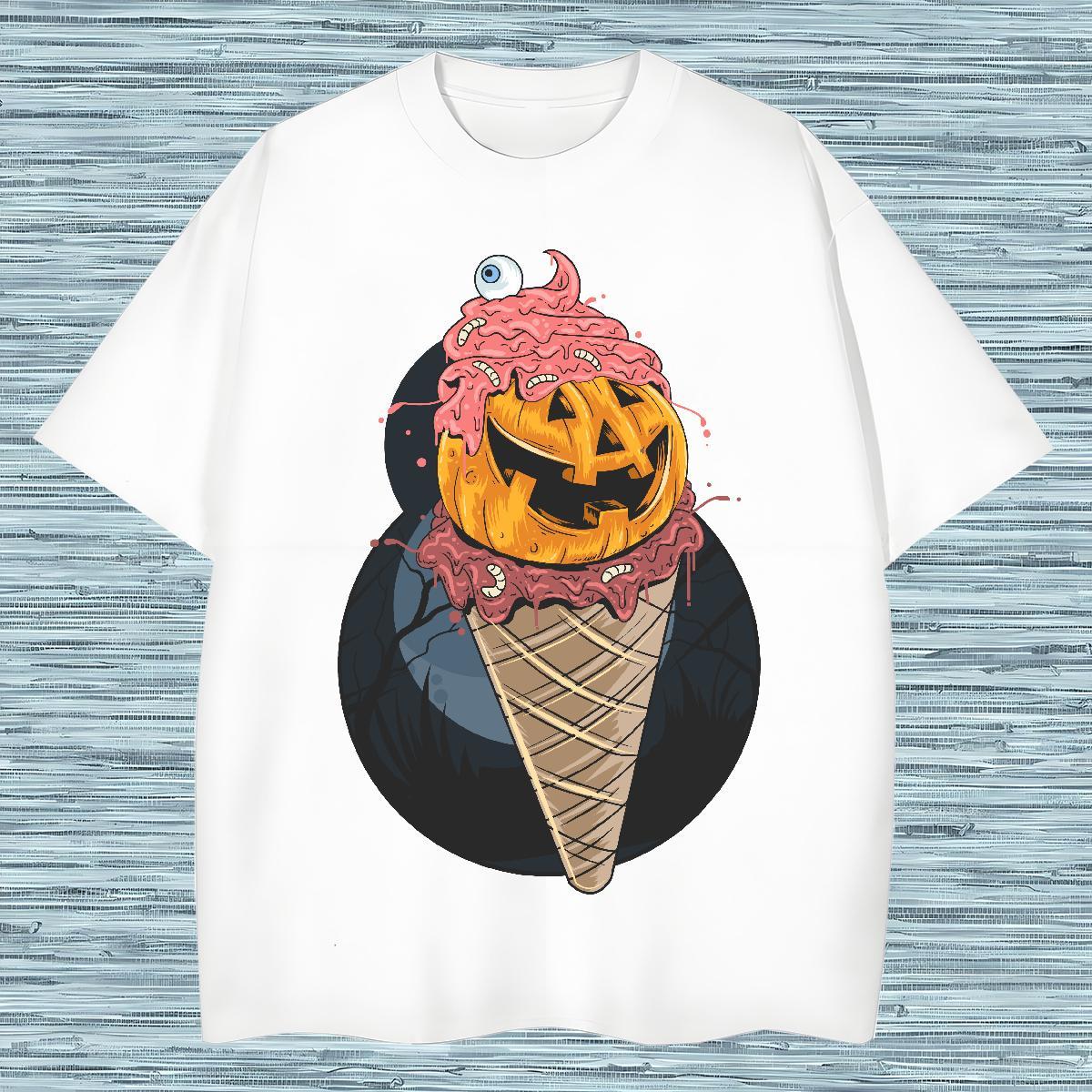 Wholesale Mens T Shirts pumpkin Breathable Short Sleeve Sports Casual DIY Logo Oversized 230g 100% Cotton Tshirt for Man Woman Fashion Tee Shirt