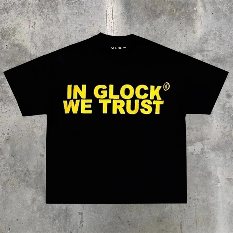 Streetwear Tshirt Y2K Tops Hip Hop Pistol Graphics Print Oversized T Shirt Mens Round Neck Cotton Short Sleeve Clothing 240819