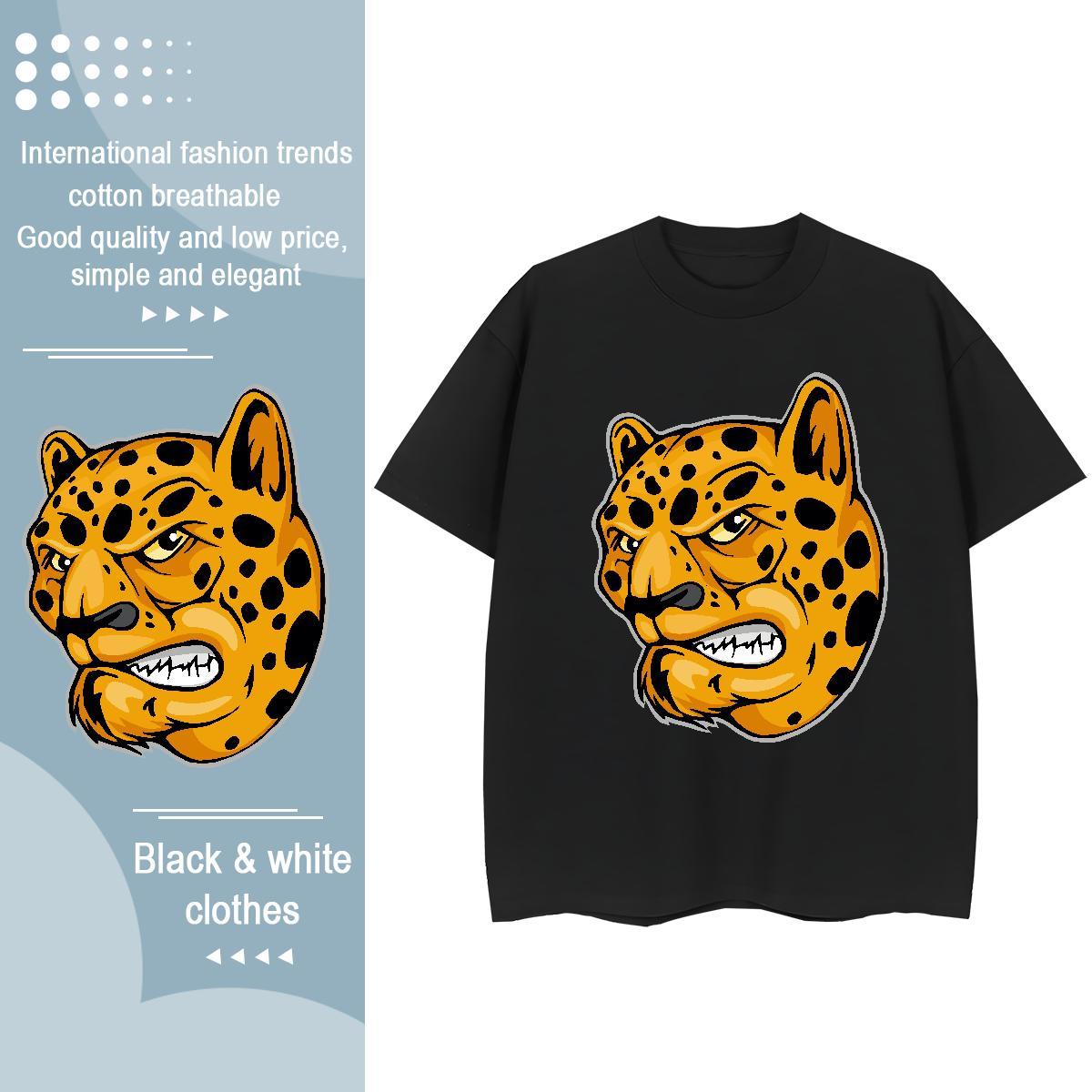 Brand Men T Shirts leopard Breathable Crew Neck Sport Skull 230g 100% Cotton Tshirt for Man Woman Fashion Design Tees