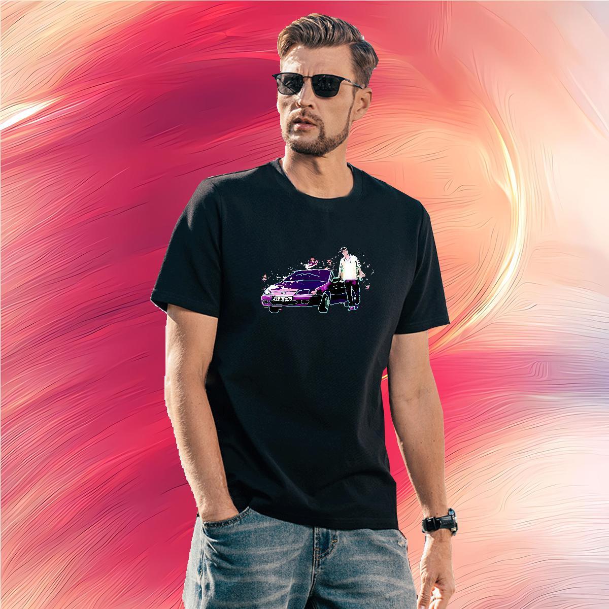 Cool Design car 230g Pure Cotton Men Tees Beach O Neck Short Sleeves T-Shirts for Men Fashion Designer Customized Tops Tees