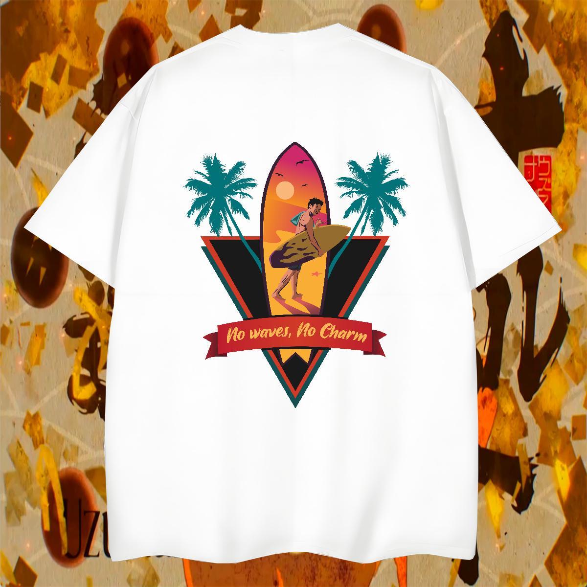 TOP Quality Men Tshirts Spring Summer 100% Cotton 230g Cartoon Printing L-4XL O-Neck Short Sleeve sea T Shirts Men Fashion Designer Tees