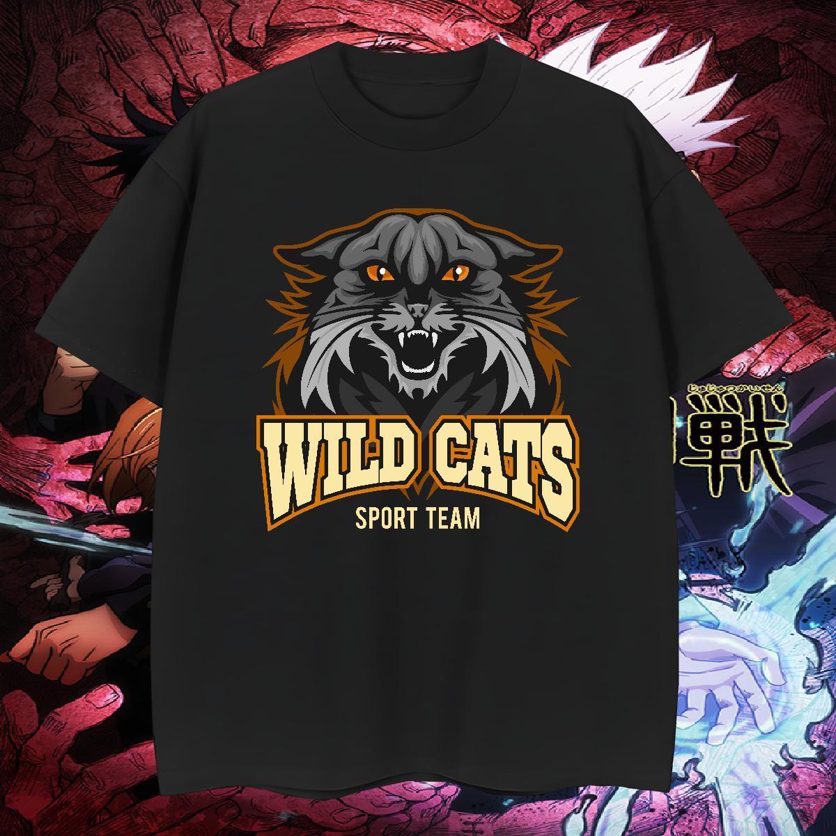 Brand T Shirts Men wild cat Breathable Crew Neck Street Wear Graphic 230g Pure Cotton Men Tops Tees Factory Direct Polos