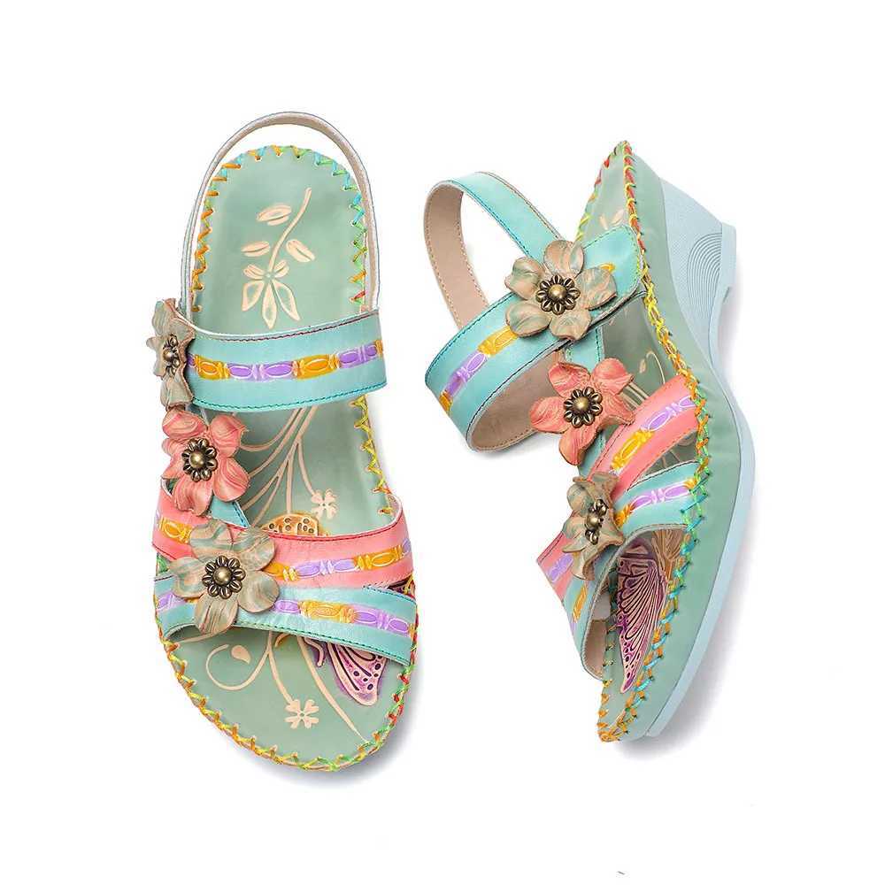 Vicconfy Leather Floral Womens Sandals CL240806